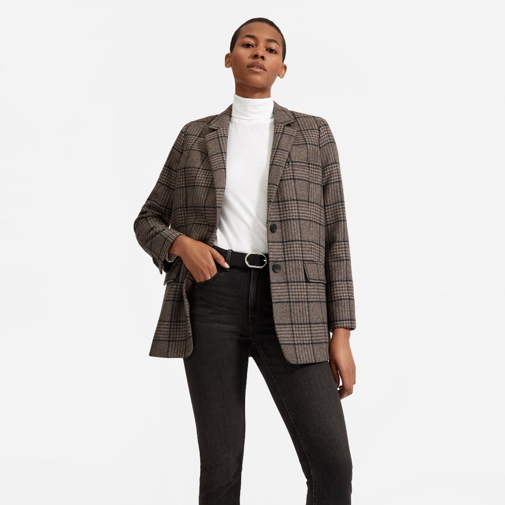 Everlane Oversized Blazer in Chocolate Houndstooth